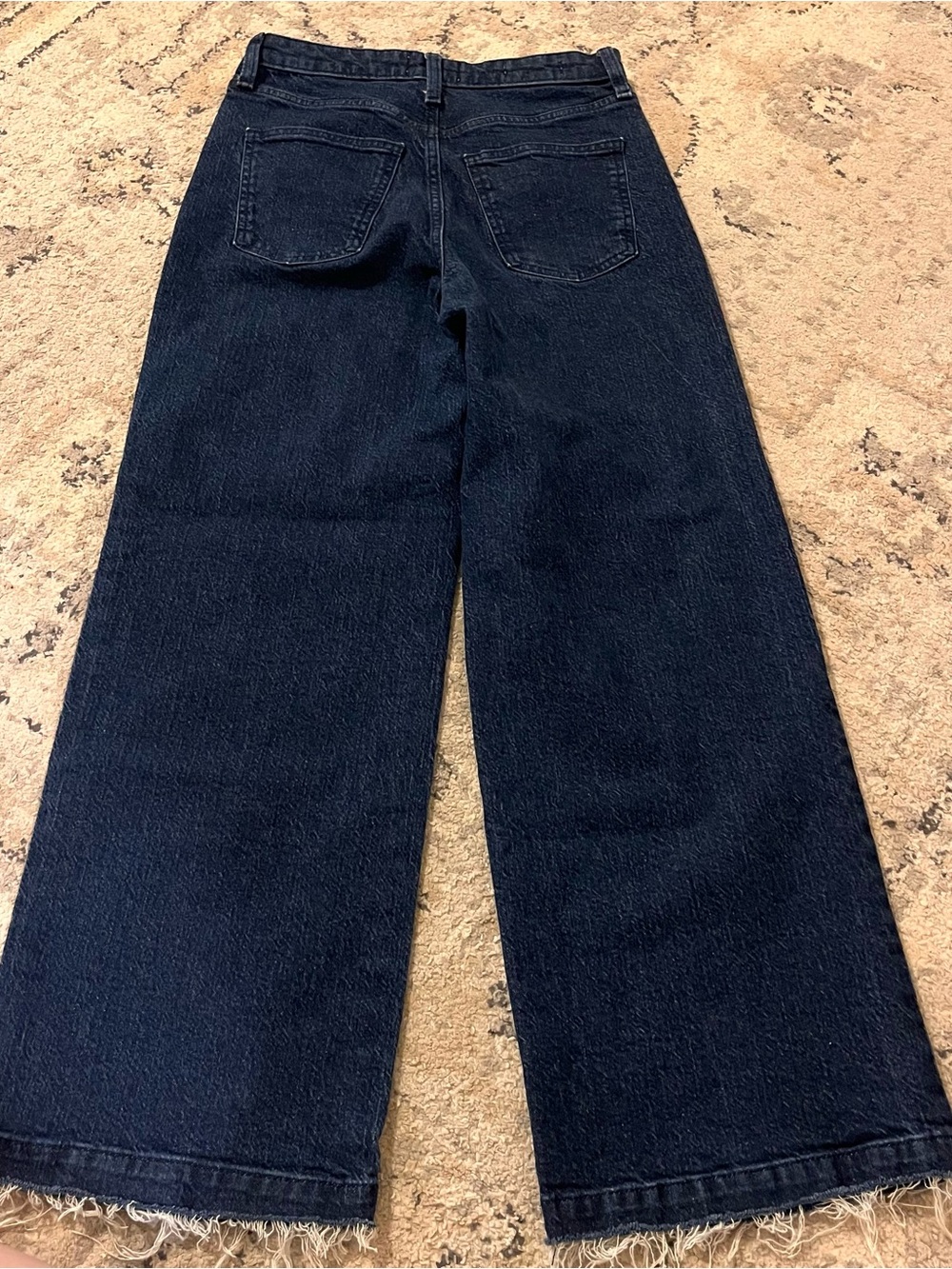 Dark Wash Frayed Hem Wide Leg Jeans 4 Short Women Jeans - Picture 10 of 10